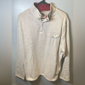 Woolrich Men's XL‎ Mock Neck Beige 1/4 Button Pullover Sweater